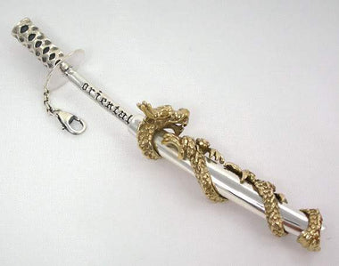 จี้เงินแท้ดีไซน์มังกรทองพันดาบซามูไร