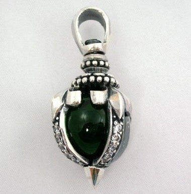 จี้เงินแท้ดีไซน์ทรงกลม พลอย cz สีเขียว