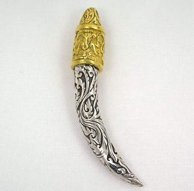 จี้เงินแท้ดีไซน์ทรงงาช้างสลักลาย