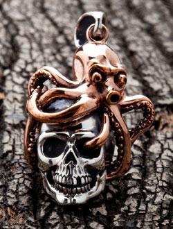 จี้เงินแท้ดีไซนืหัวกะโหลกปลาหมึก