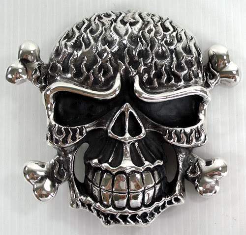 หัวเข็มขัดเงินแท้ ดีไซน์หัวกะโหลก