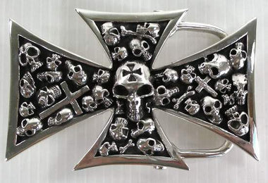 หัวเข็มขัดเงินแท้ ดีไซน์หัวกะโหลกเล็ก Stack Skull Belt Buckle