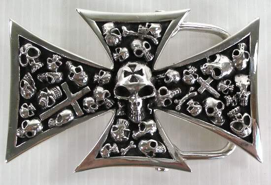 หัวเข็มขัดเงินแท้ ดีไซน์หัวกะโหลกเล็ก Stack Skull Belt Buckle