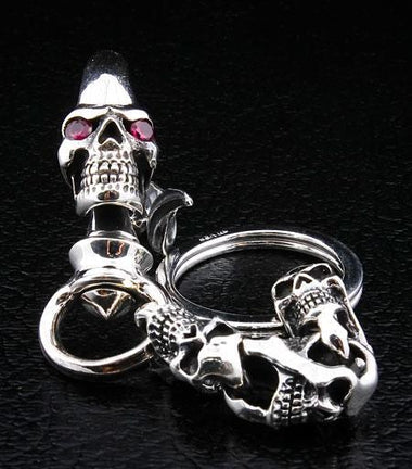 พวงกุญแจเงินแท้ ดีไซน์หัวกะโหลกห้อย