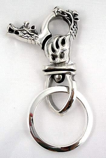 พวงกุญแจเงินแท้ ดีไซน์หัวมังกร