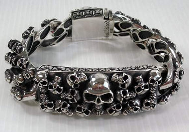 สร้อยข้อมือเงินแท้ ดีไซน์กะโหลก รหัส R2554