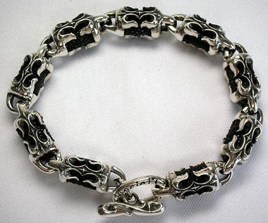 สร้อยข้อมือเงินแท้ ฝังหนังปลากระเบน รหัส 1163