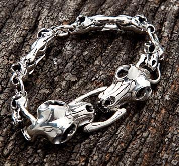 สร้อยข้อมือเงินแท้ดีไซน์โครงกระดูกไดโนเสาร์