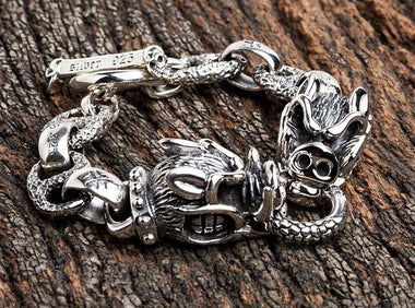 สร้อยข้อมือเงินแท้หัวหมูป่า