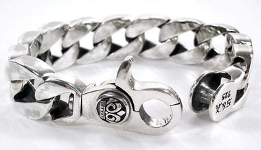 สร้อยข้อมือเงินแท้ลายเกลี้ยงก้ามปูมงกุฎ