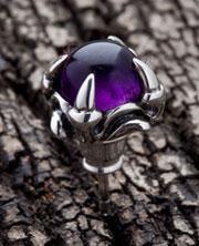 ต่างหูเงินแท้ ดีไซน์ฝังพลอยม่วง AMETHYST