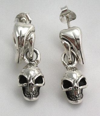 ต่างหูเงินแท้ ดีไซน์กะโหลกห้อย