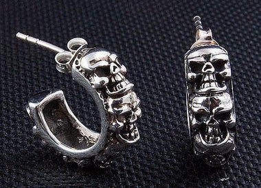 ต่างหูเงินแท้ ดีไซน์กะโหลกโค้ง